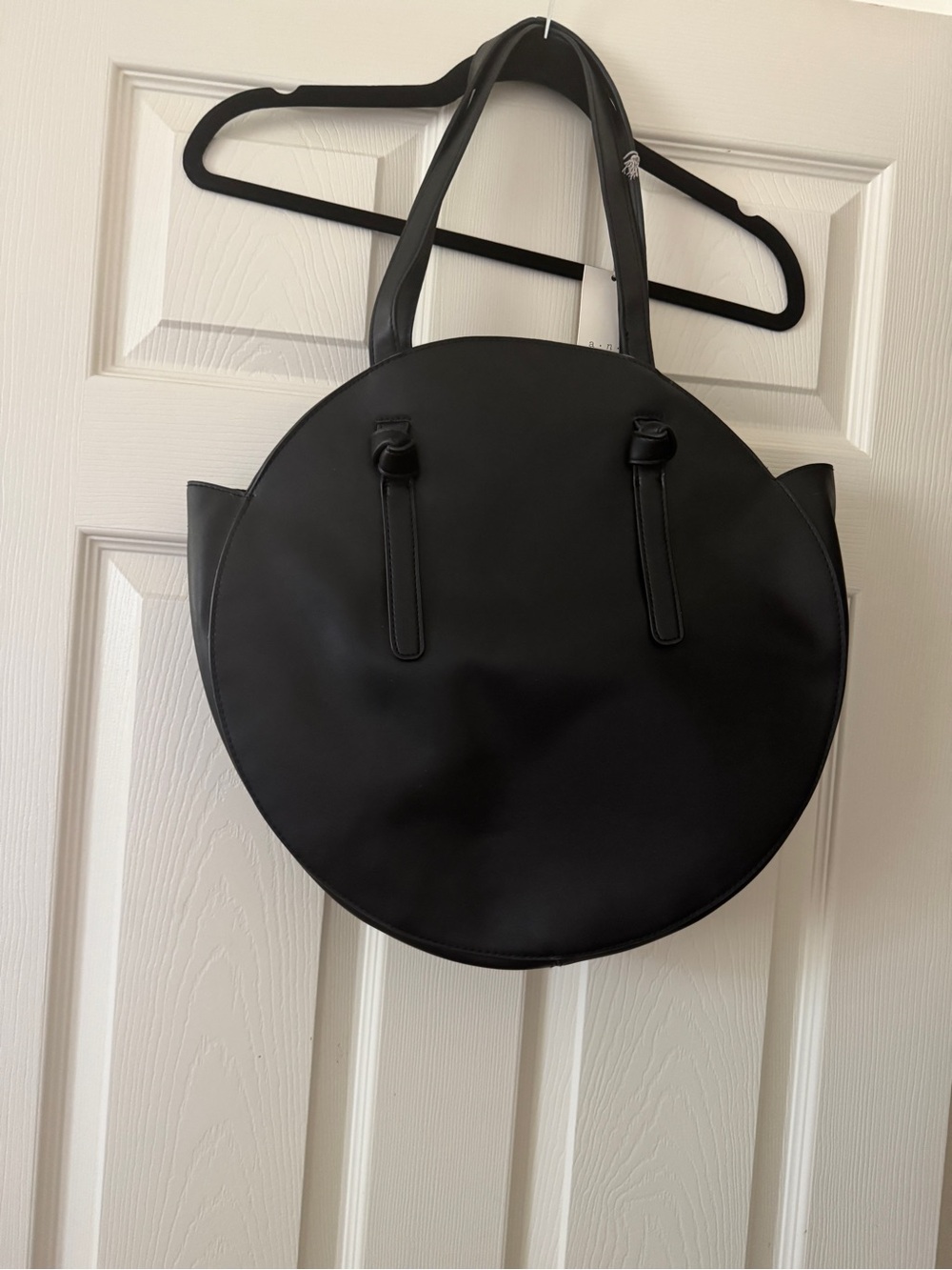 a new day Black Round Tote Bag